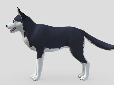 Cartoon dog - Husky Low-poly 3D model