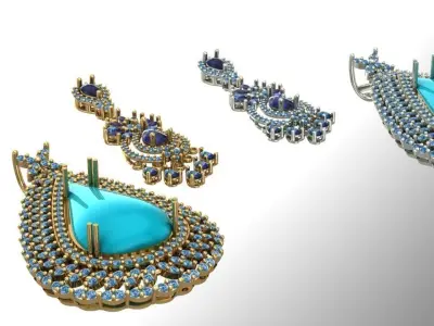 Medal and earrings set 3D print model
