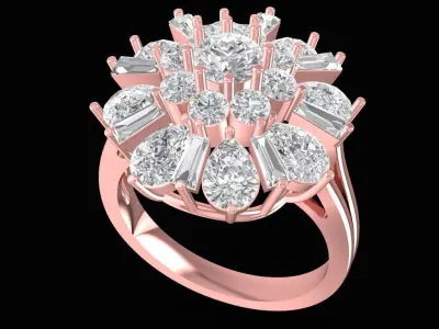 Luxury Multi Layer Flower Cluster Diamond Ring for Women 2432 3D print model