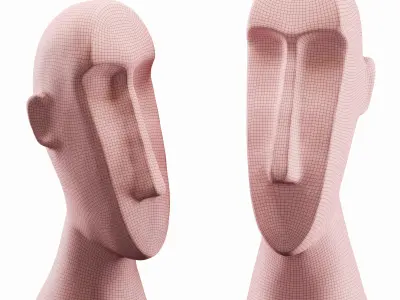 Minimalist long face sculpture 3D model