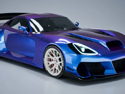 Dodge Viper SRT MONSTER Unreal Engine Ready Low Poly Model Low-poly 3D model