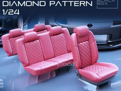 BB04a Diamond Pattern Seat FOR DIECAST AND MODELKITS 1-24th 3D print model