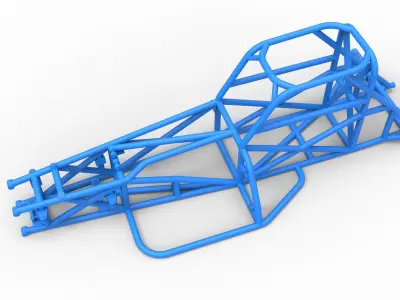 Frame of Supermodified front engine race car V3 Scale 1 to 25 3D print model