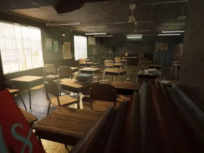  Old Classroom Low-poly 3D model