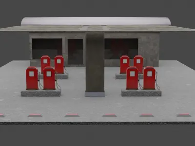 Petrol Station  Low-poly 3D model