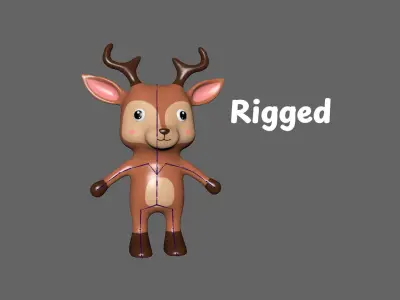 High-Quality 3D Cute Deer - Animated for Games Low-poly 3D model