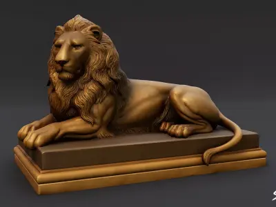 Lion Statue V8 Low-poly 3D model