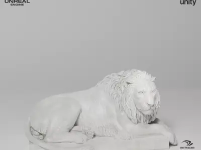 Recumbent Lion Sculpture VR AR Mobile-ready Game-ready Low-poly 3D model