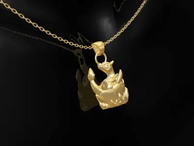 Charizard Pokemon pendant jewelry gold 3D print model