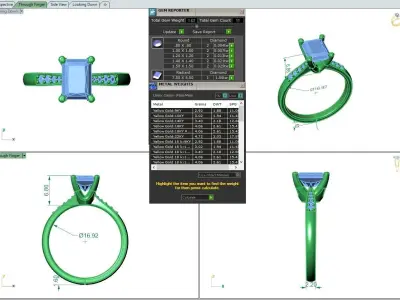 Engagement ring Lara radiant 3D print model