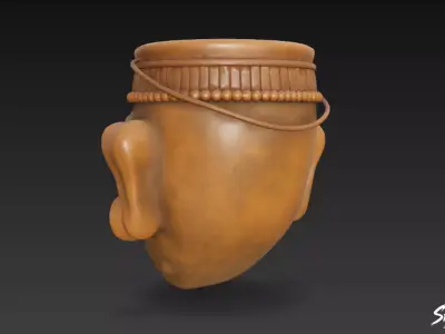 Mask of Kinich Ahau Low-poly 3D model