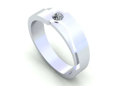 Man Ring One Stone 3D print model
