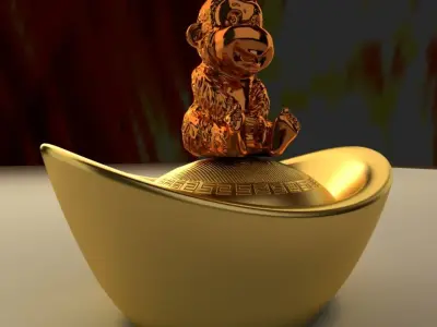 Chinese gold ingot 3D model 23