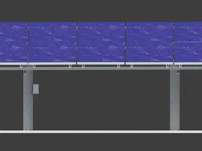 Solar panels stand alone structure steel column with base Low-poly 3D model