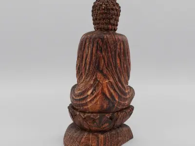 wooden Buddha statue - photoscan Low-poly 3D model