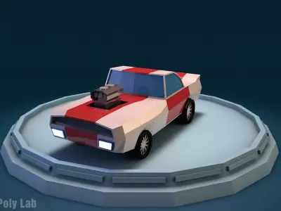 Cartoon Racing Car Low-poly 3D model