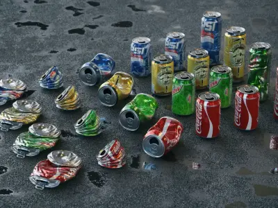 Trash Cans Garbage 24 Types - 3D Asset Kit PBR Low-poly 3D model