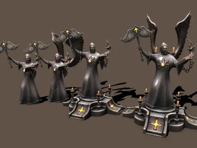 Statue preacher Low-poly 3D model