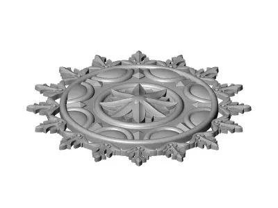 Faceted floral leaf halo rosette carving molding relief onlay 3D print model