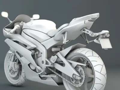 Yamaha R6 2007 Red 3D model