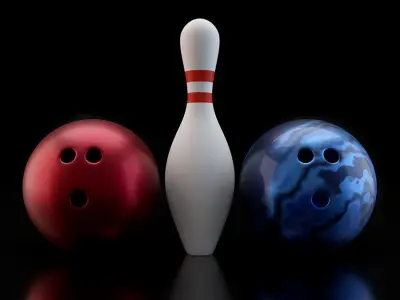 Bowling Balls and Pin 3D model Low-poly 3D model