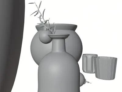 Decorative vases set HG2 3D model