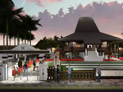 Indonesia traditional house in province of Bengkulu Low-poly 3D model