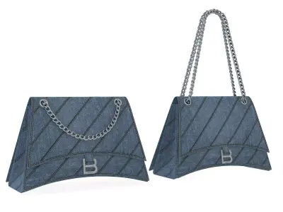 Balenciaga Crush Medium Chain Bag Quilted Denim Low-poly 3D model