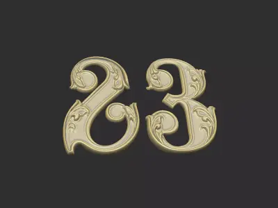 number 23 design detail soft organic soft  3D print model