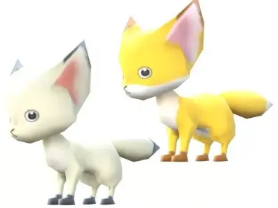 Lowpoly Animal Cartoon - Fox Low-poly 3D model