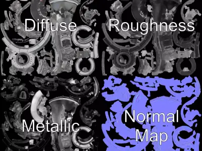 Futuristic Engine Component model pack Low-poly 3D model