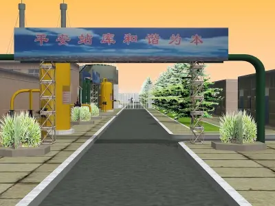 Wastewater Treatment Plant Low-poly 3D model