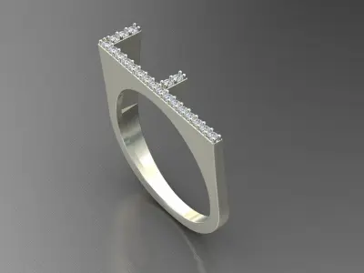 alphabet jewelry ring diamond letter F 3D print model