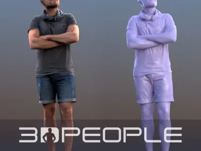 Simon 10080 - Look Up Casual Man Low-poly 3D model