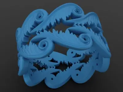 Baroque Ring Hearts Wings 3D print model
