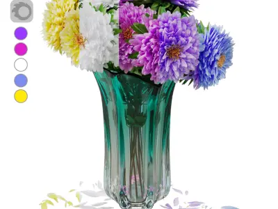 Bouquet of aster flowers 3D model