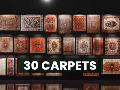 30 Low Poly Eastern-Persian Carpets Pack Low-poly 3D model