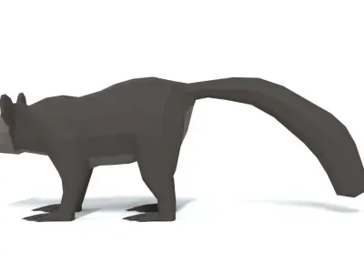 Low Poly Cartoon Aye-Aye Lemur  Low-poly 3D model