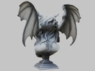 Marble Gargoyle Heads Bust Low-poly 3D model