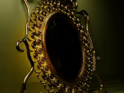 Miroir Ancien en Laiton Sculpte 3D model