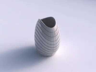 Bowl compressed with hard horizontal dents 3D print model