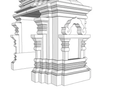 Traditional Thai Temple Gate Low-poly 3D model