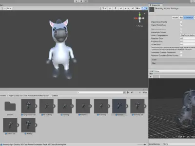 High-Quality 3D Cute Zebra - Animated for Games Low-poly 3D model