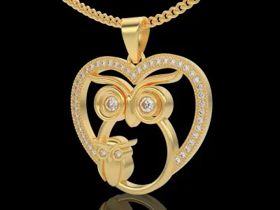 Fantasy Owl pendant gold printable 3D model 3D print model
