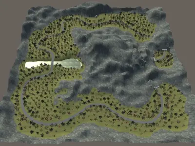 Forest Racing Track Low-poly 3D model