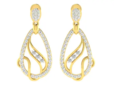 Solitaire Women Drop Earrings 3dm STL OBJ FBX Renders Details 3D print model