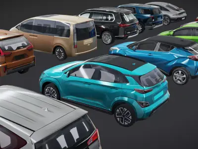 Lowpoly Car Pack - Customizable Color Low-poly 3D model