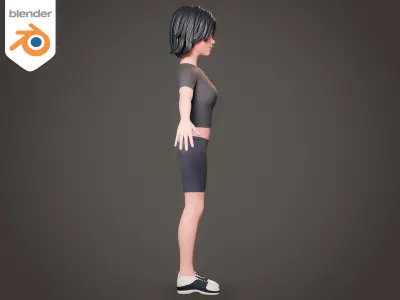 Sport girl cartoon character - Rigged 3D model