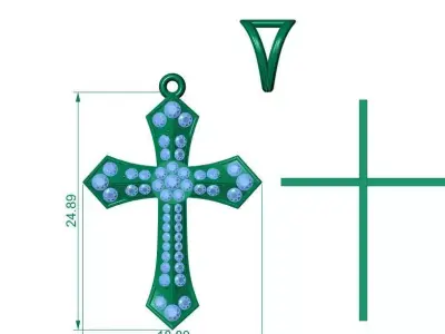 Diamond Cross Pendant 3D print model