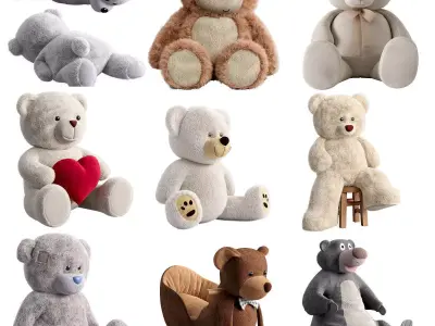 collection of teddy bears 3D model